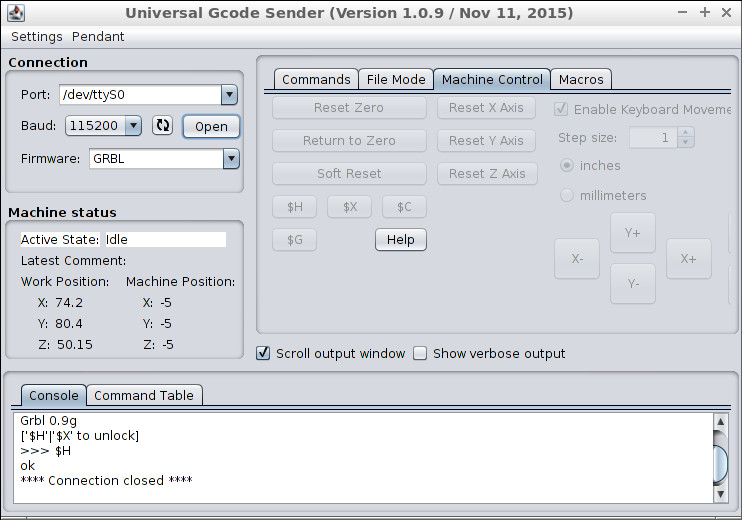 Configuring Universal G-code Sender